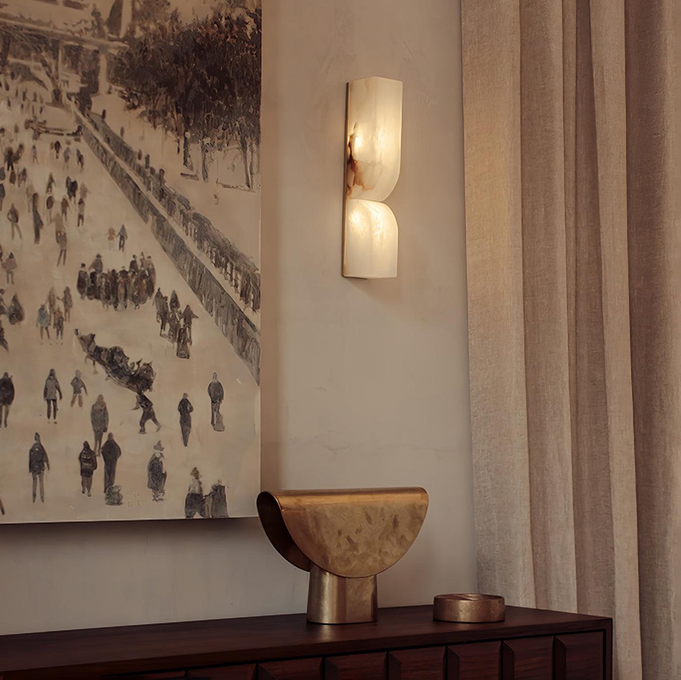 Lyvenisra Modern Minimalist Rectangular Alabaster Wall Lamp - Lamp Copper