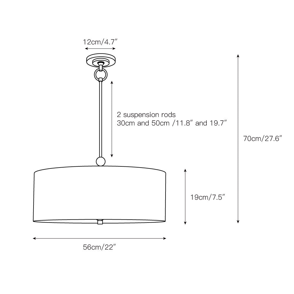 Olvynis Modern Minimalist Hanging Brass Fabric Pendant Lamp - Lamp Copper