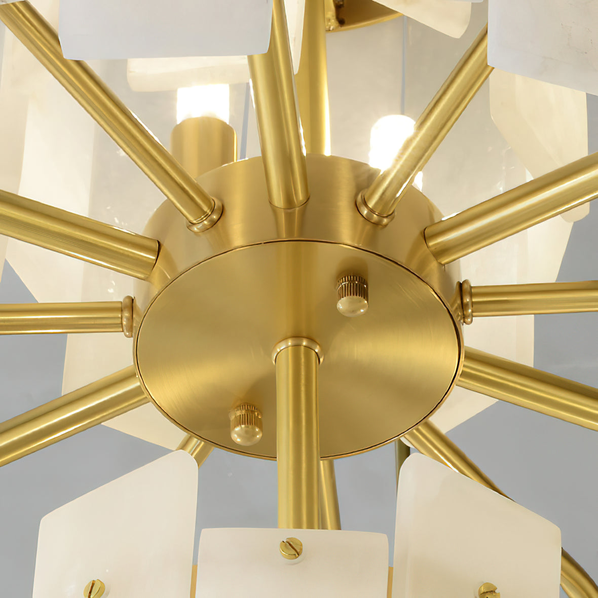 Zosolia Postmodern Luxury Brass Alabaster Chandelier - Lamp Copper