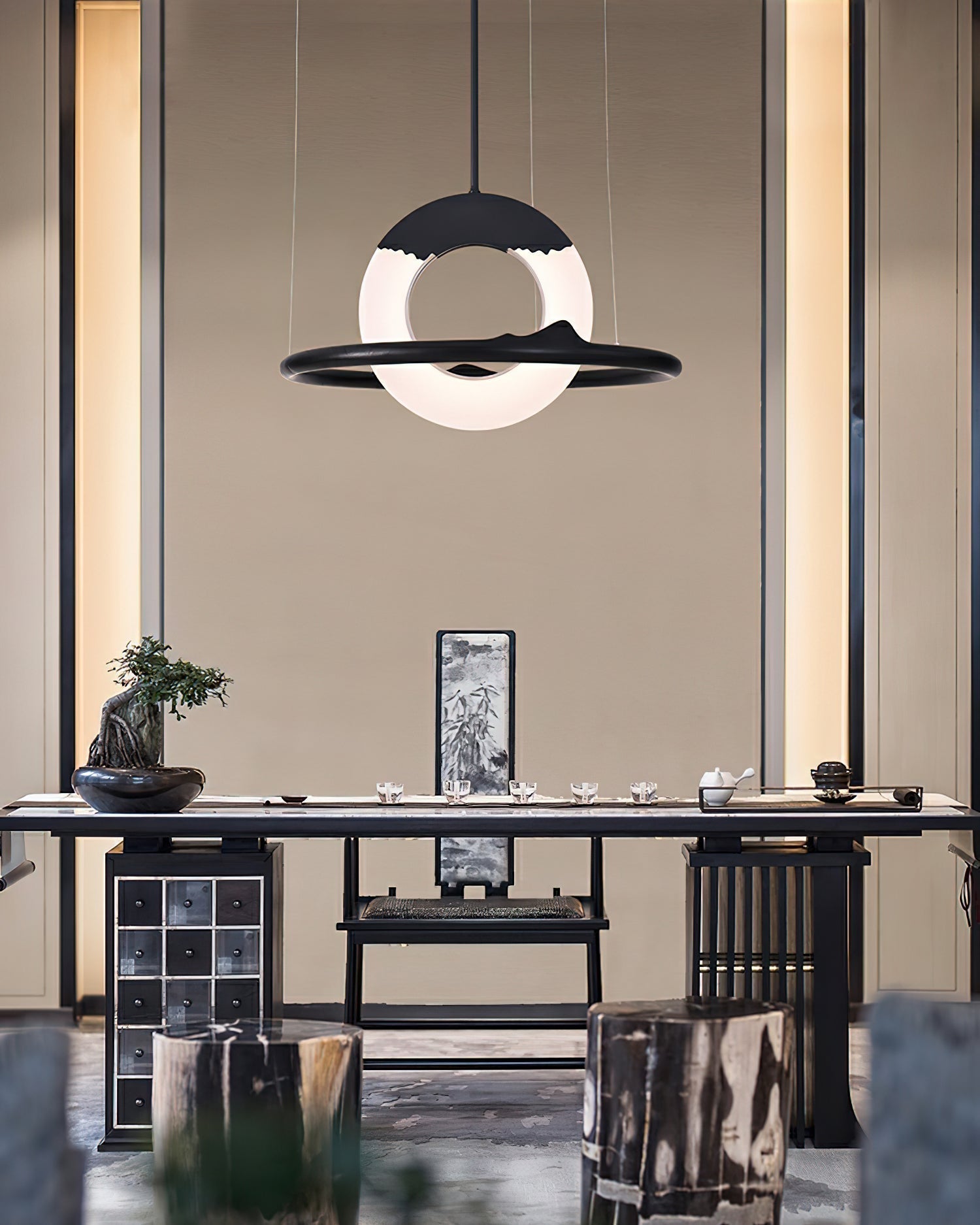 Mytalan Circular Acrylic Wood Pendant Light - Blowlighting