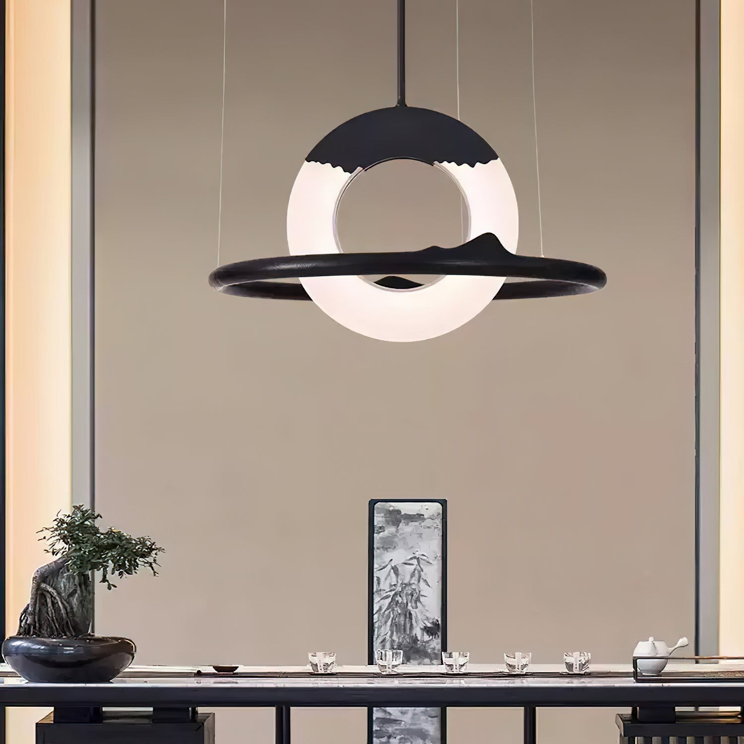 Mytalan Circular Acrylic Wood Pendant Light - Blowlighting