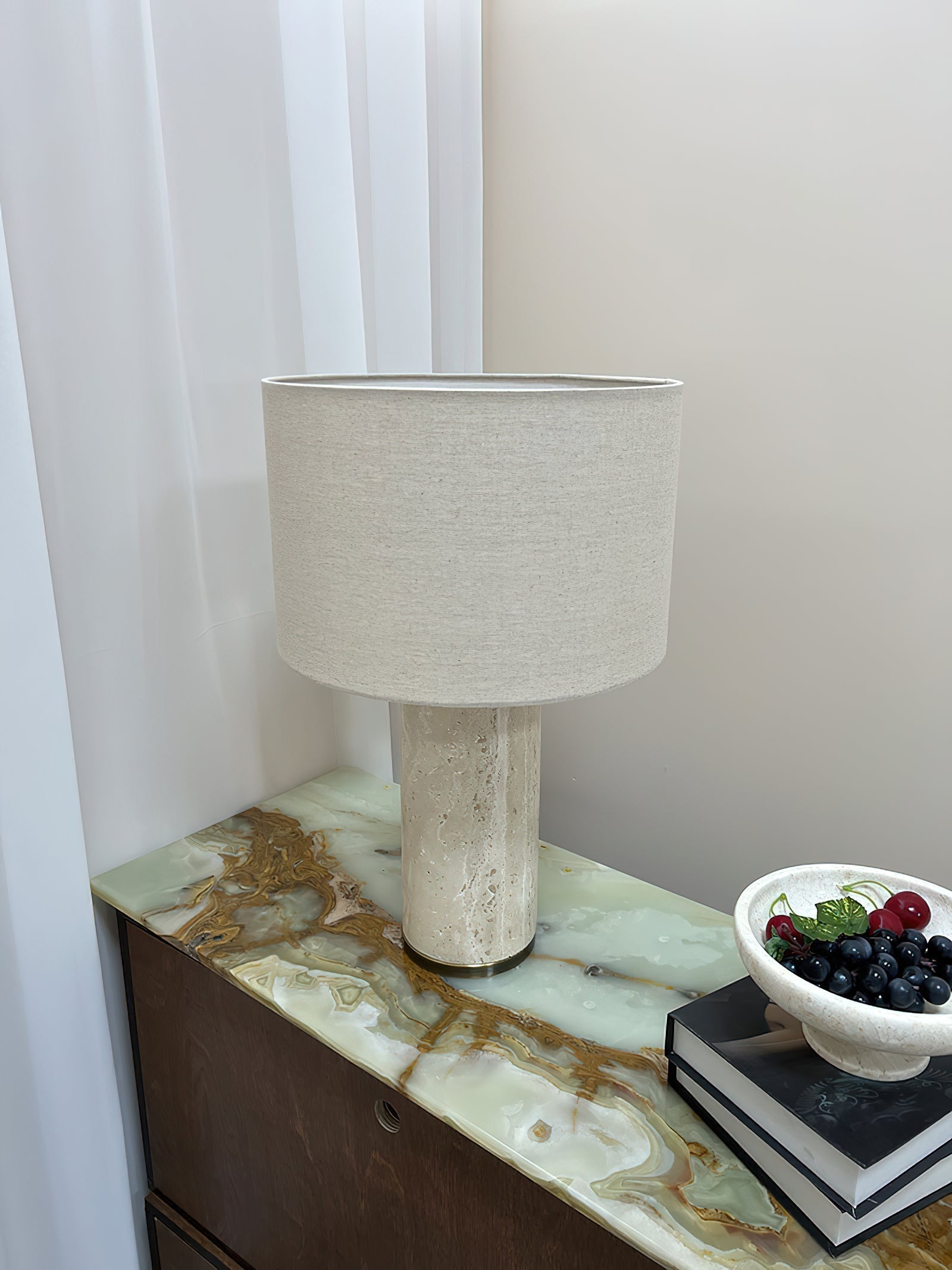 Remi Stone Table Lamp - Lamp Copper