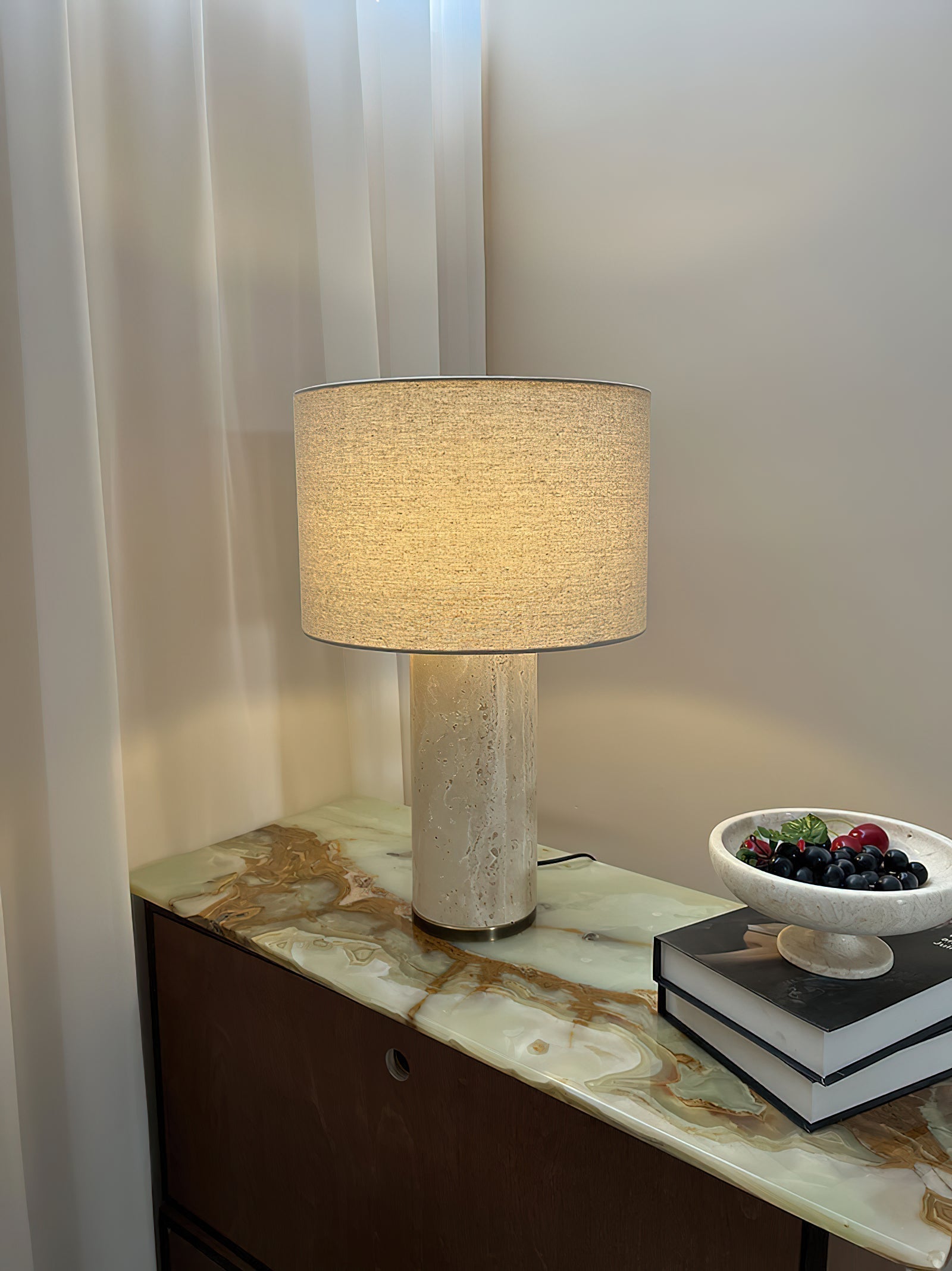 Remi Stone Table Lamp - Lamp Copper