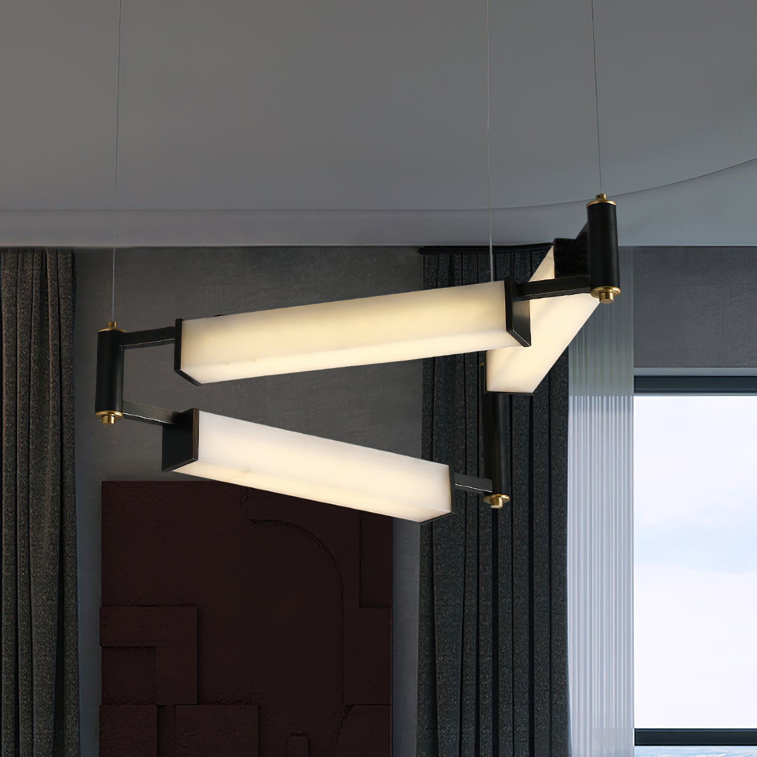 Arsorara Modern Minimalist Brass Alabaster Chandelier - Lamp Copper