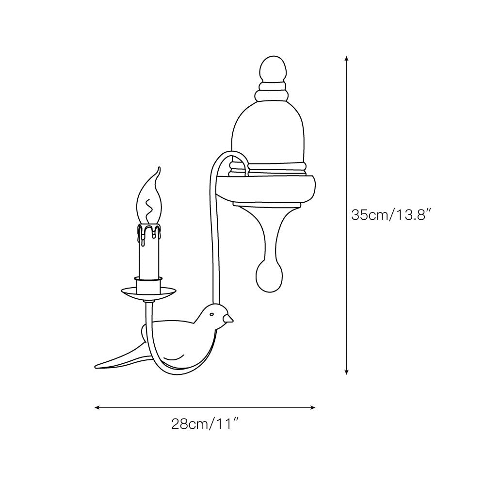 Syraean Vintage Retro Bird Metal Wooden Wall Lamp - Lamp Copper