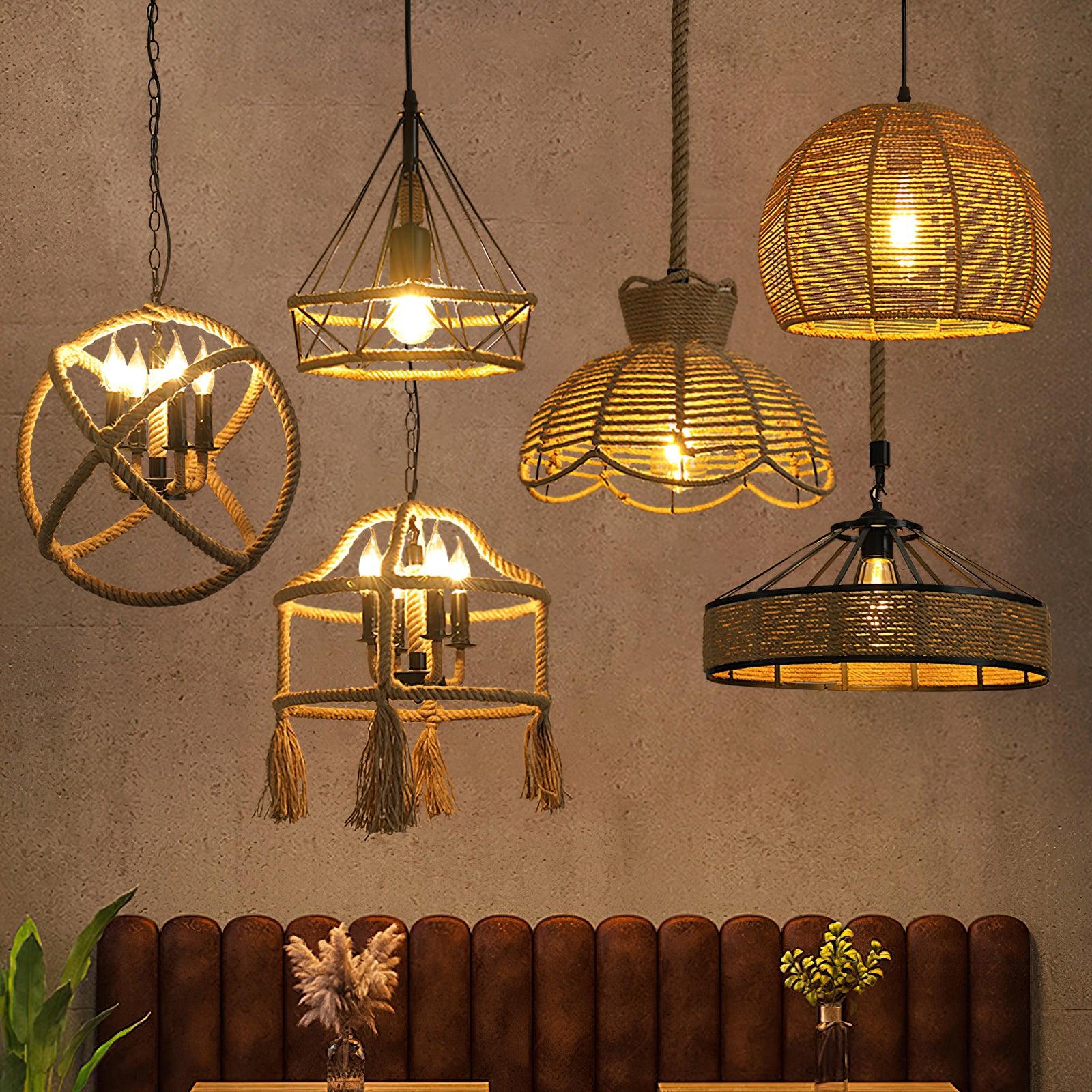 Retro Hemp Rope Interesting Pendant Light - Blowlighting