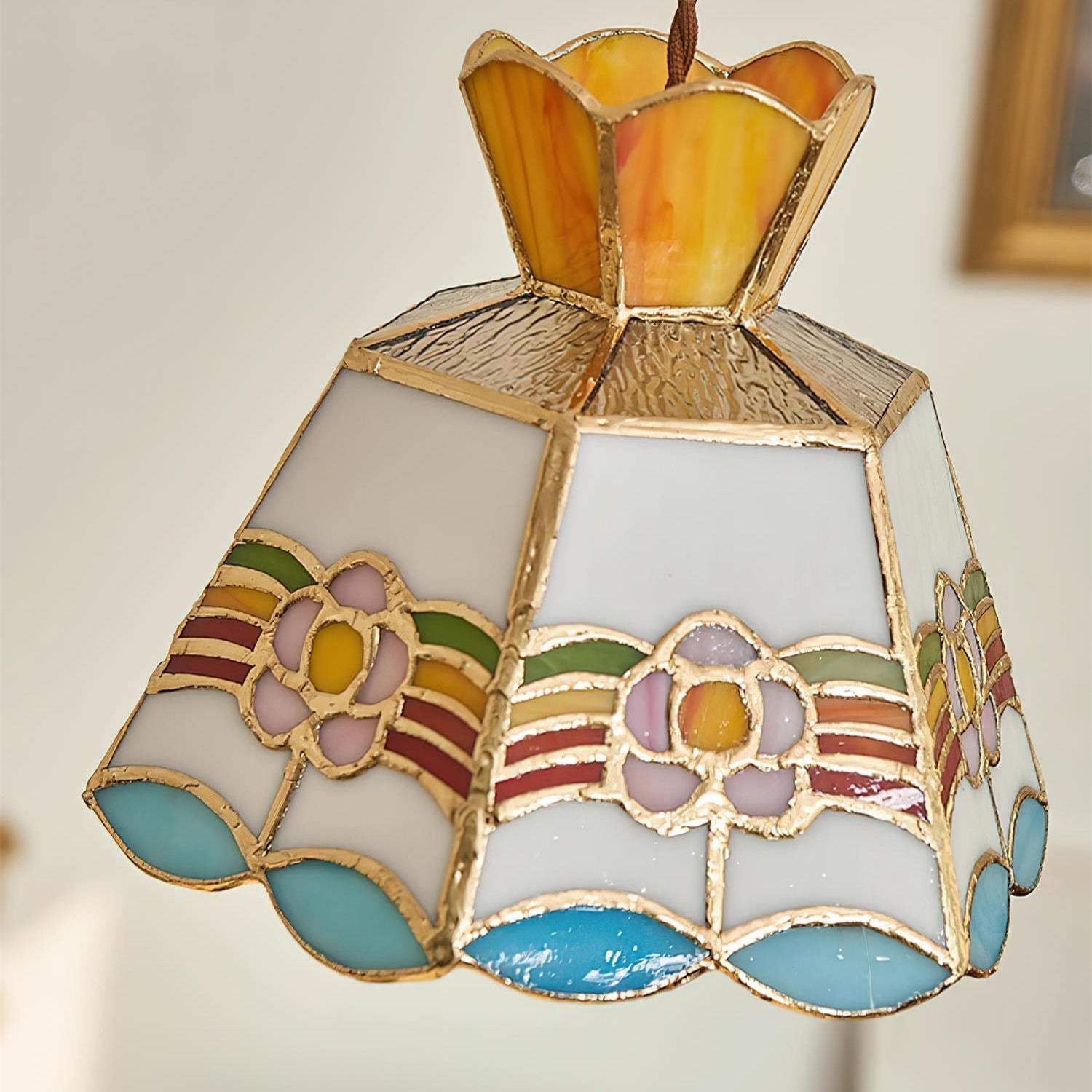 Tiffany Lampade a Sospensione Retrò in Vetro Floreale