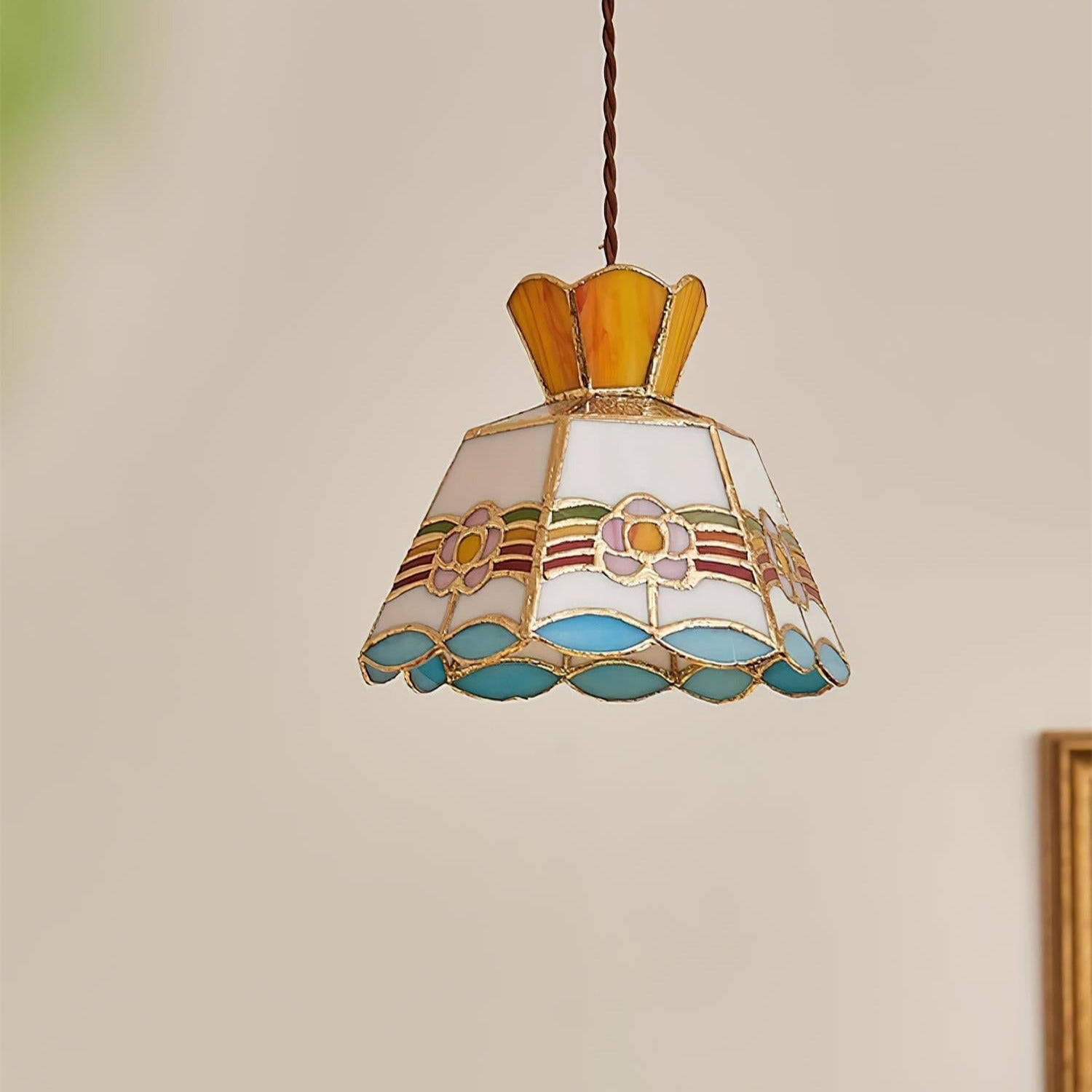 Tiffany Lampade a Sospensione Retrò in Vetro Floreale