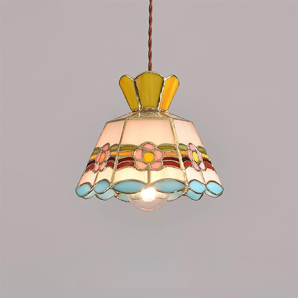 Tiffany Lampade a Sospensione Retrò in Vetro Floreale