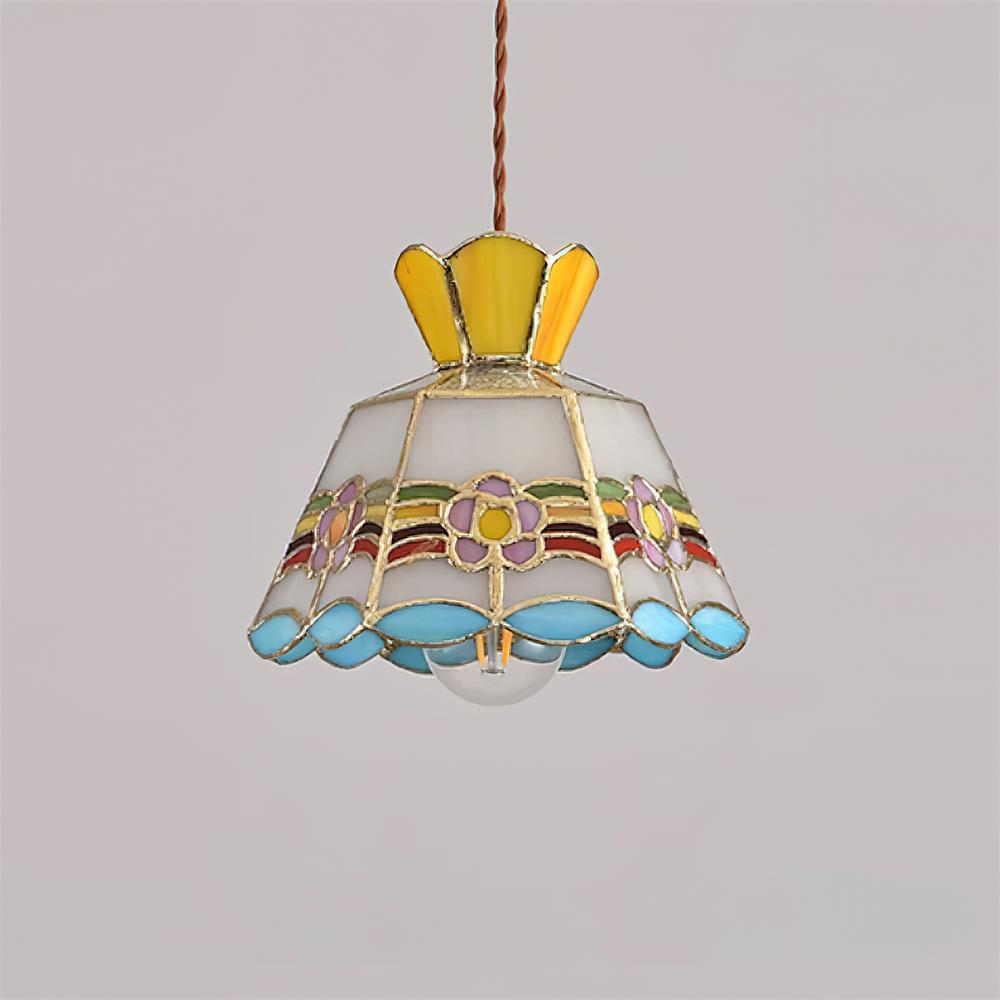 Tiffany Lampade a Sospensione Retrò in Vetro Floreale