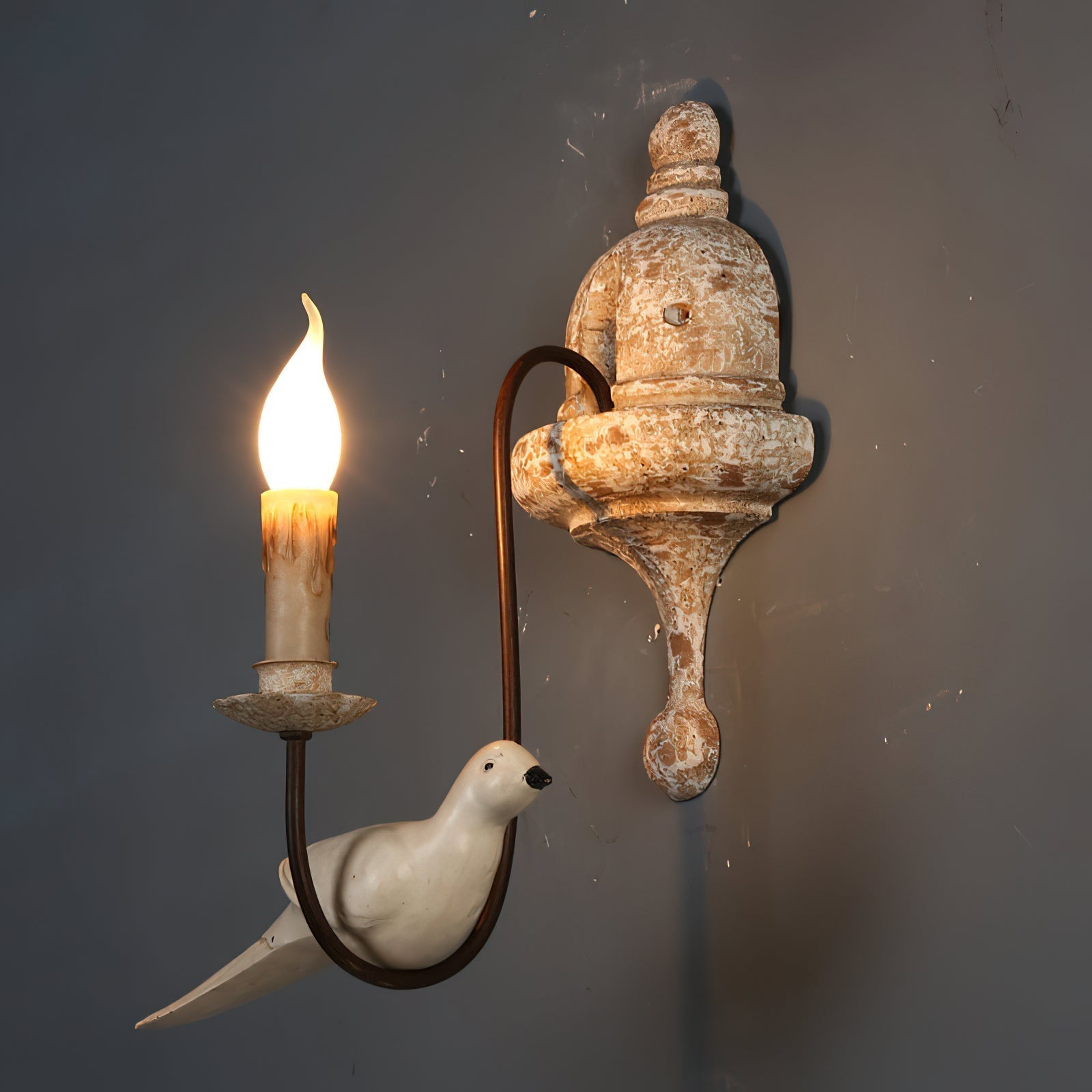 Syraean Vintage Retro Bird Metal Wooden Wall Lamp - Lamp Copper