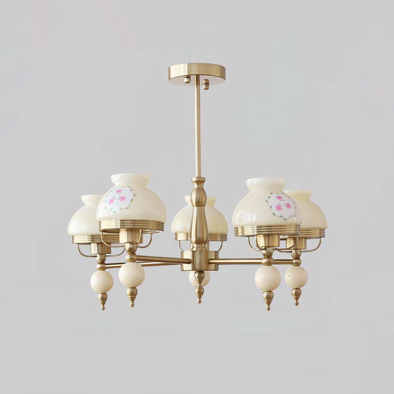 Chandelier Glass and Metal Fixture for Dining or Living Room Vintage - Letslighting