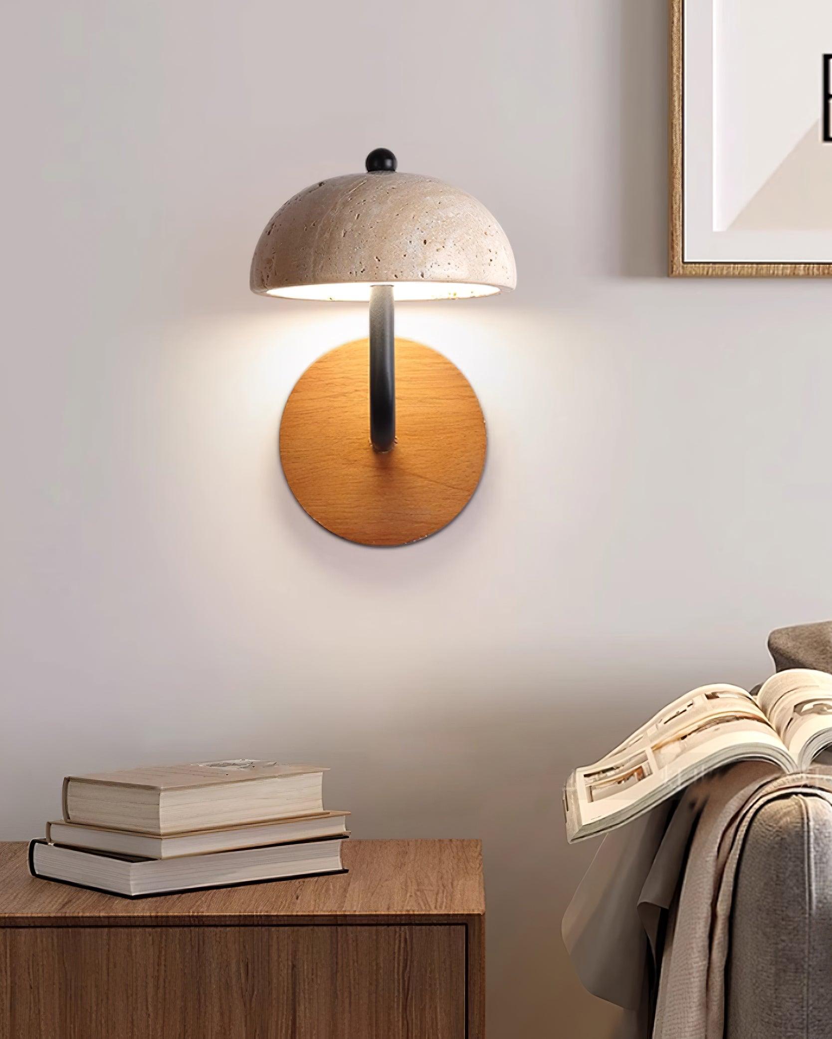 Solaro Wall Light Travertine Half-dome Shade - Letslighting