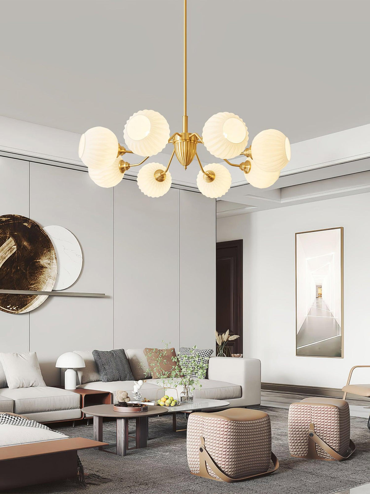 Ribbed Glass Ball Chandelier - Blowlighting