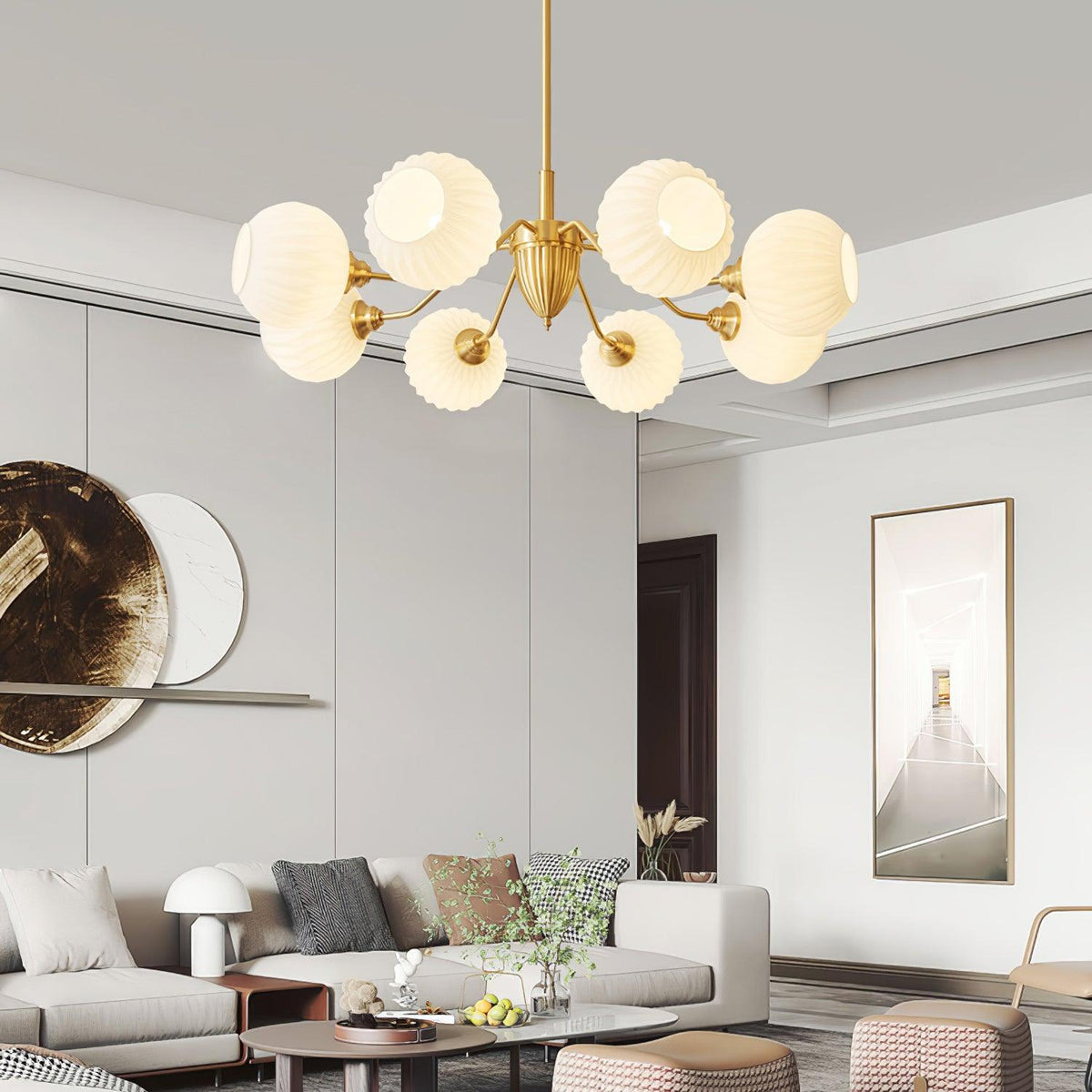 Ribbed Glass Ball Chandelier - Blowlighting