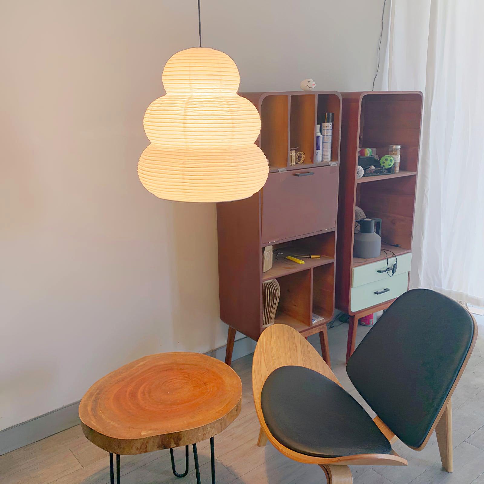Solara Pendant Lamp Washi Paper Tiered Lantern Japanese Living Room - Letslighting