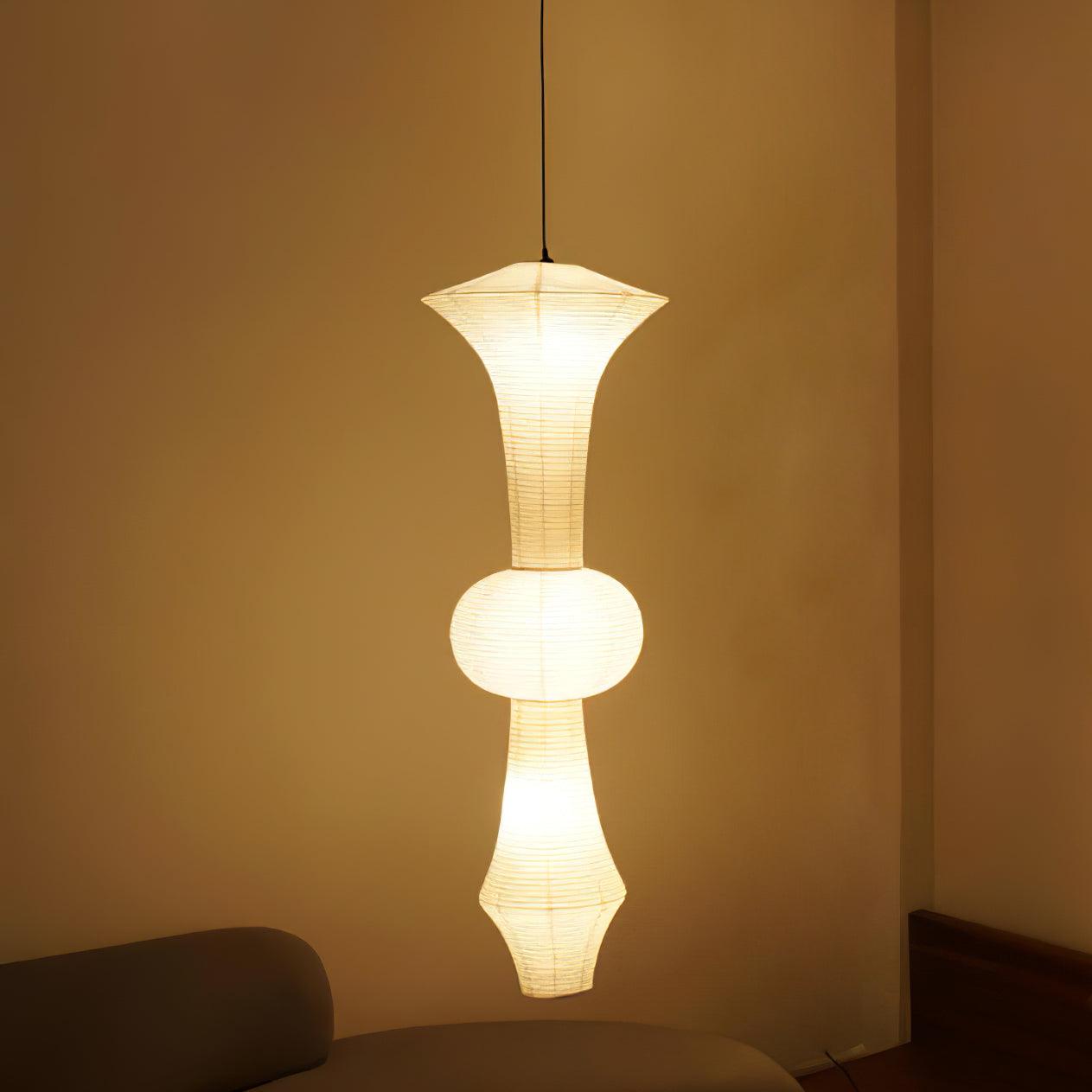 Ritta Lampada a Sospensione Verticale Scultorea in Carta