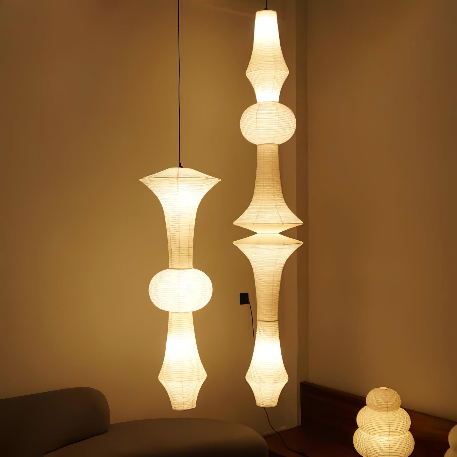 Ritta Lampada a Sospensione Verticale Scultorea in Carta