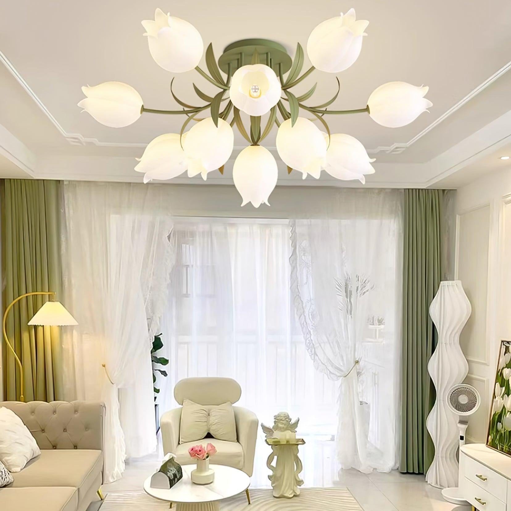 Aria Lampada da Soffitto Flush Mount con Fiore Naturale