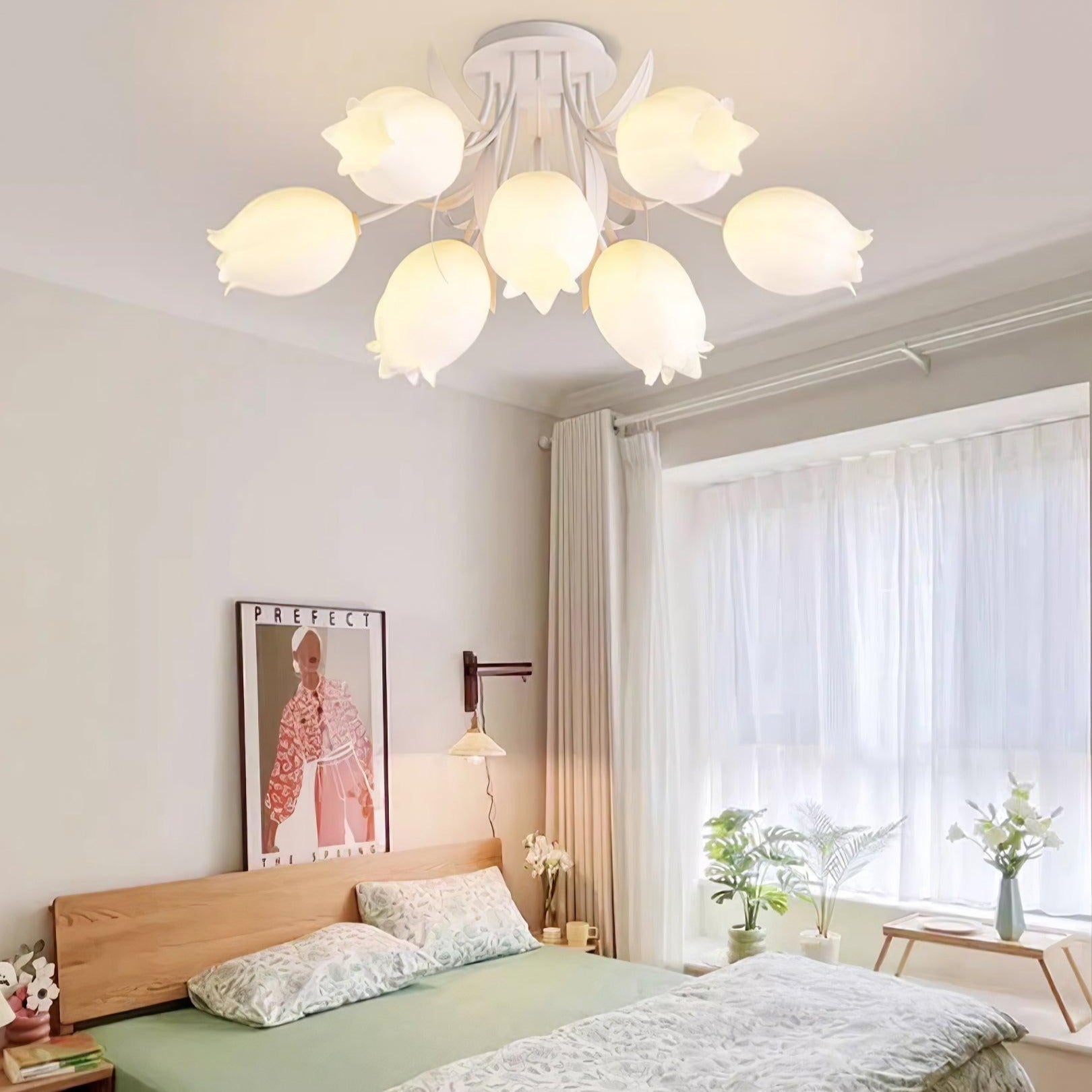 Aria Lampada da Soffitto Flush Mount con Fiore Naturale