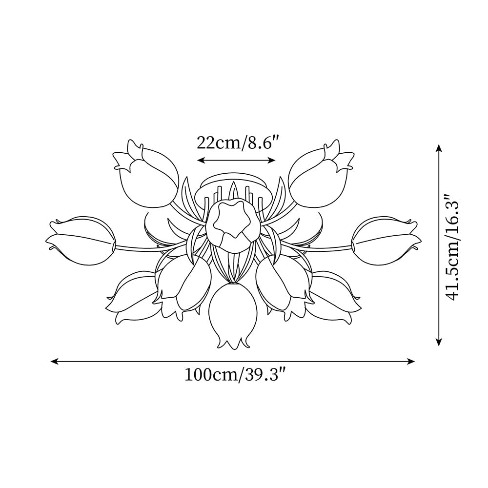 Aria Lampada da Soffitto Flush Mount con Fiore Naturale