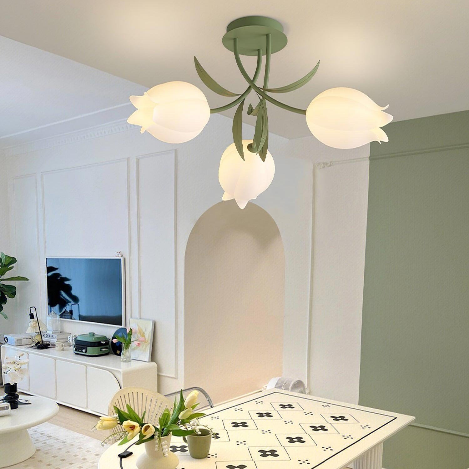 Aria Lampada da Soffitto Flush Mount con Fiore Naturale