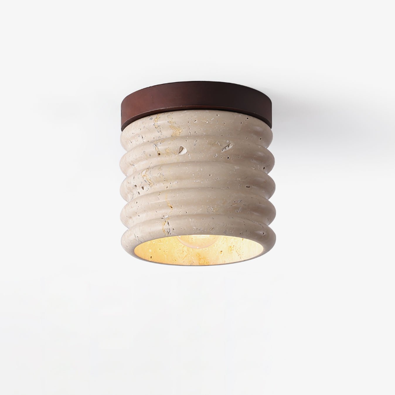 Vomaran Fluted Cylinder Travertine Ceiling Light - Letslighting