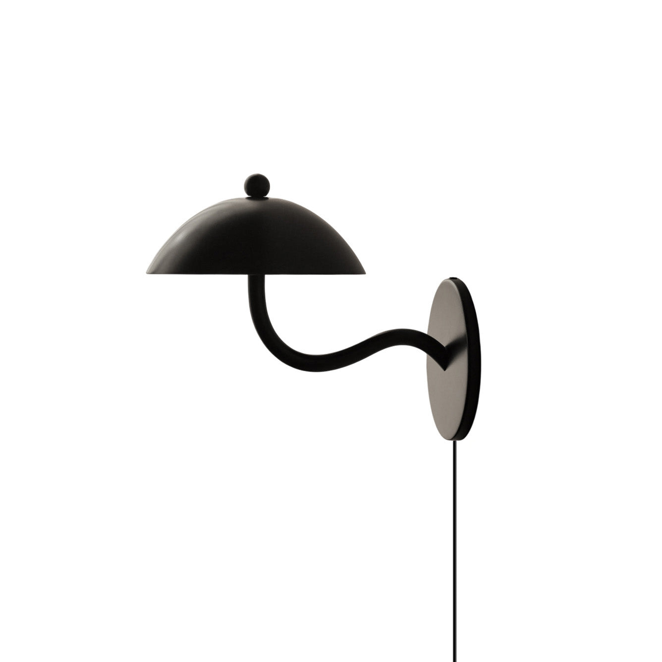 Aria Applique da Parete con Braccio Curvo Nero Plug-In
