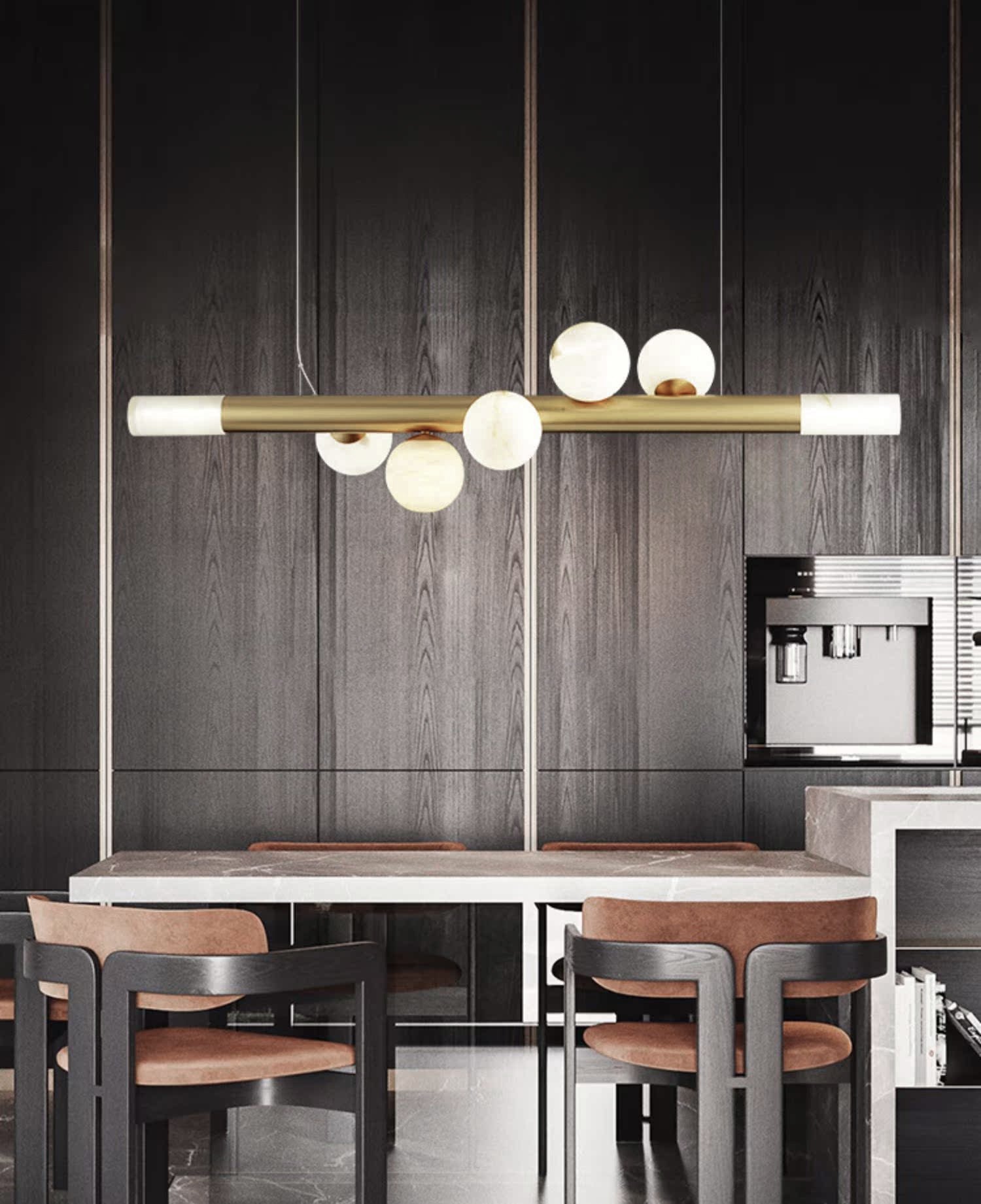Avaros Modern Minimalist Alabaster Pendant Light - Lamp Copper