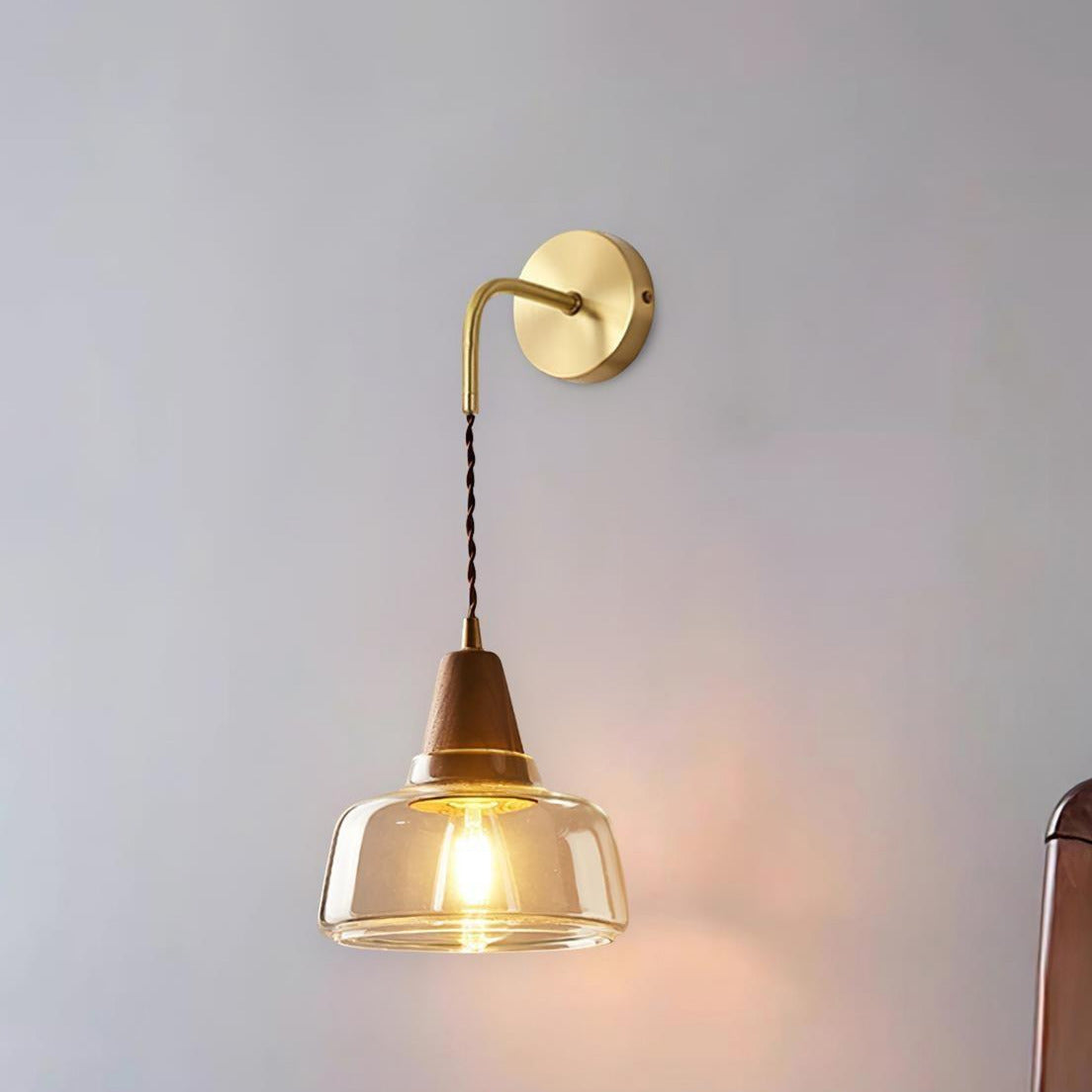 Valentina Lampada da Parete con Spina in Ottone e Vetro