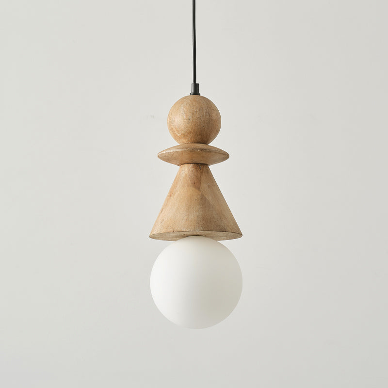 Aphais Modern Minimalist Rook Wooden Glass Pendant Lamp - Lamp Copper