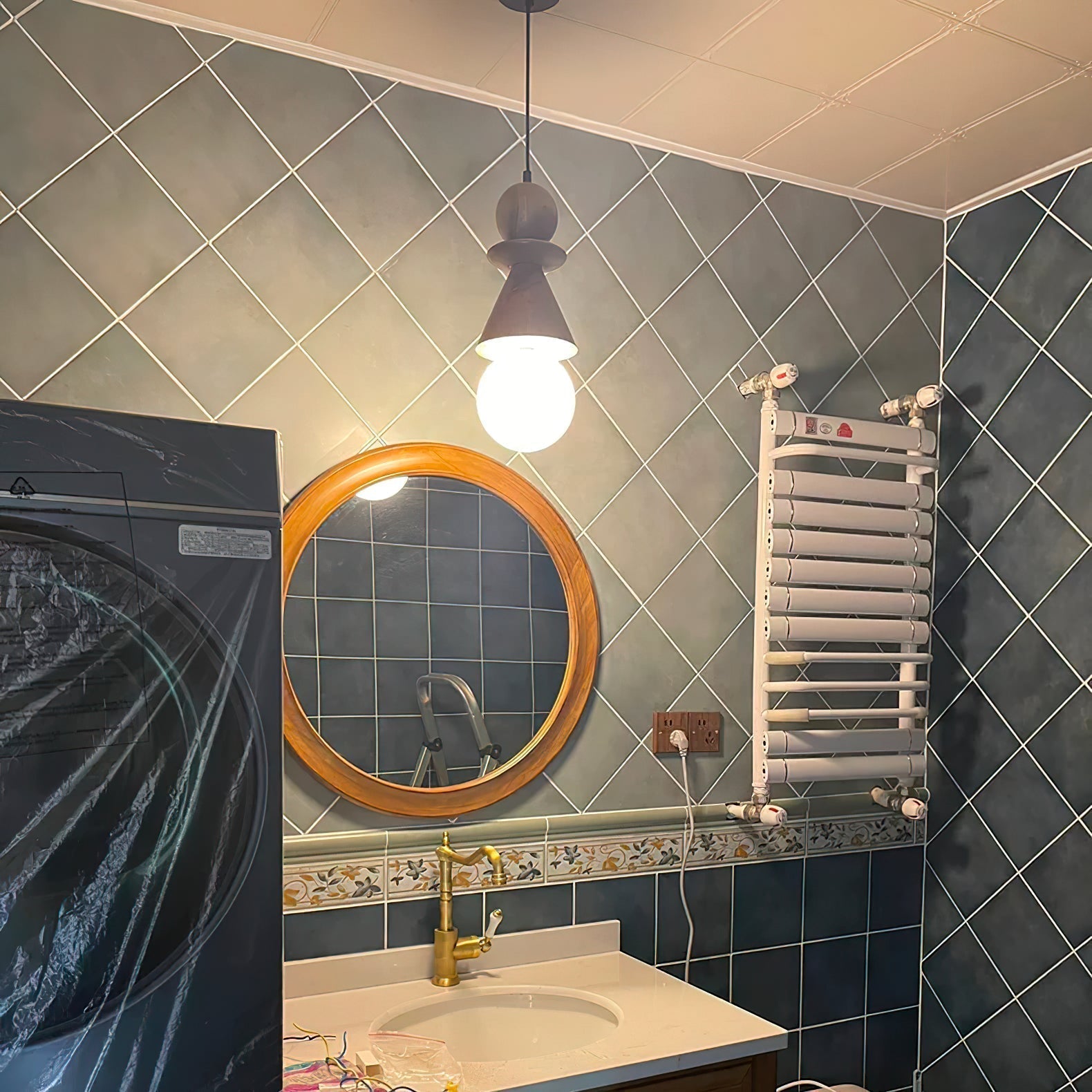 Aphais Modern Minimalist Rook Wooden Glass Pendant Lamp - Lamp Copper