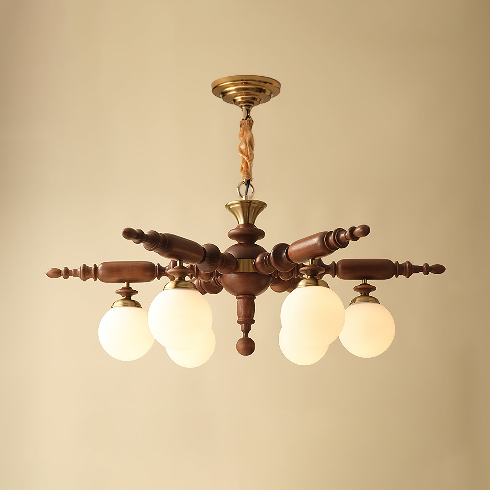 Olvenir Rustic Wood Glass Chandelier - Blowlighting