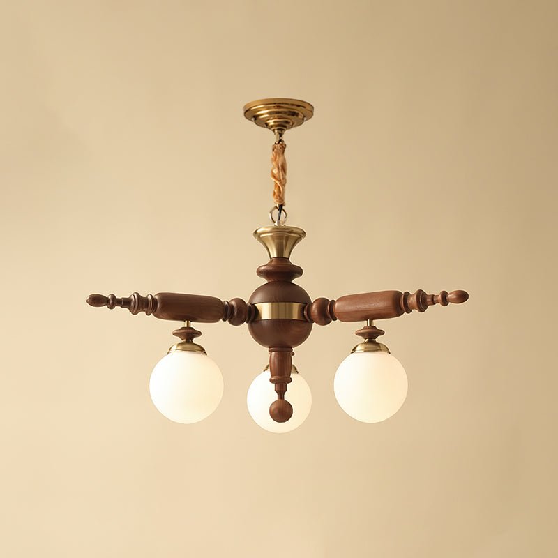 Olvenir Rustic Wood Glass Chandelier - Blowlighting