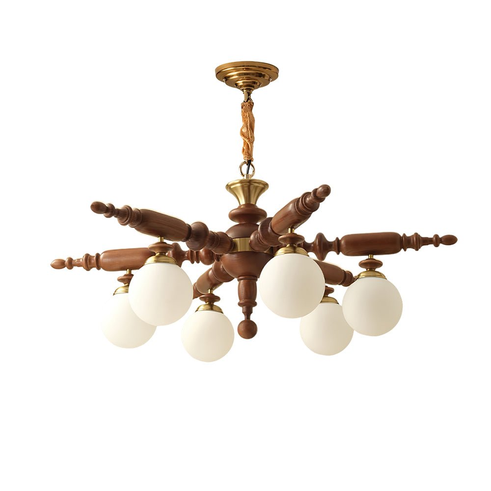 Olvenir Rustic Wood Glass Chandelier - Blowlighting