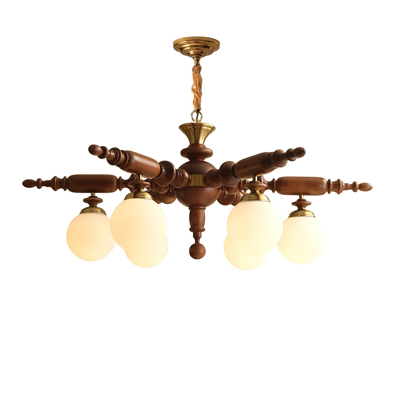 Olvenir Rustic Wood Glass Chandelier - Blowlighting