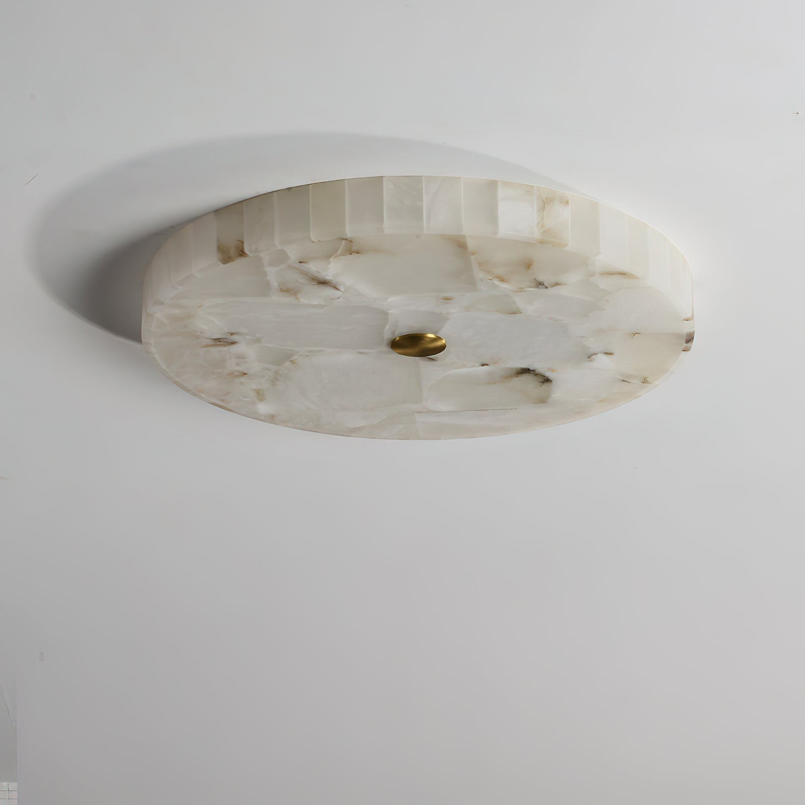 Vosilis Modern Minimalist Round Alabaster Ceiling Lamp - Lamp Copper