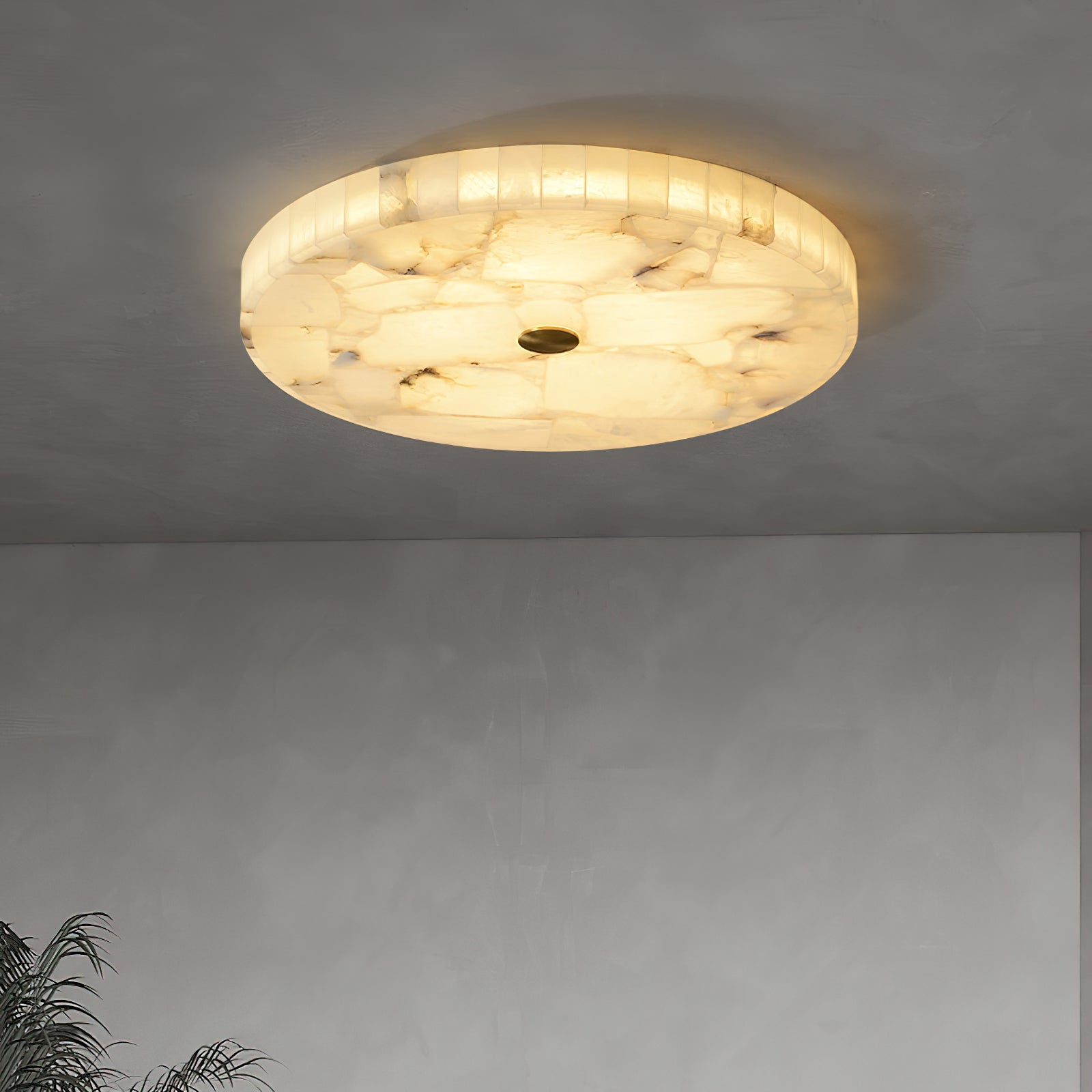 Vosilis Modern Minimalist Round Alabaster Ceiling Lamp - Lamp Copper