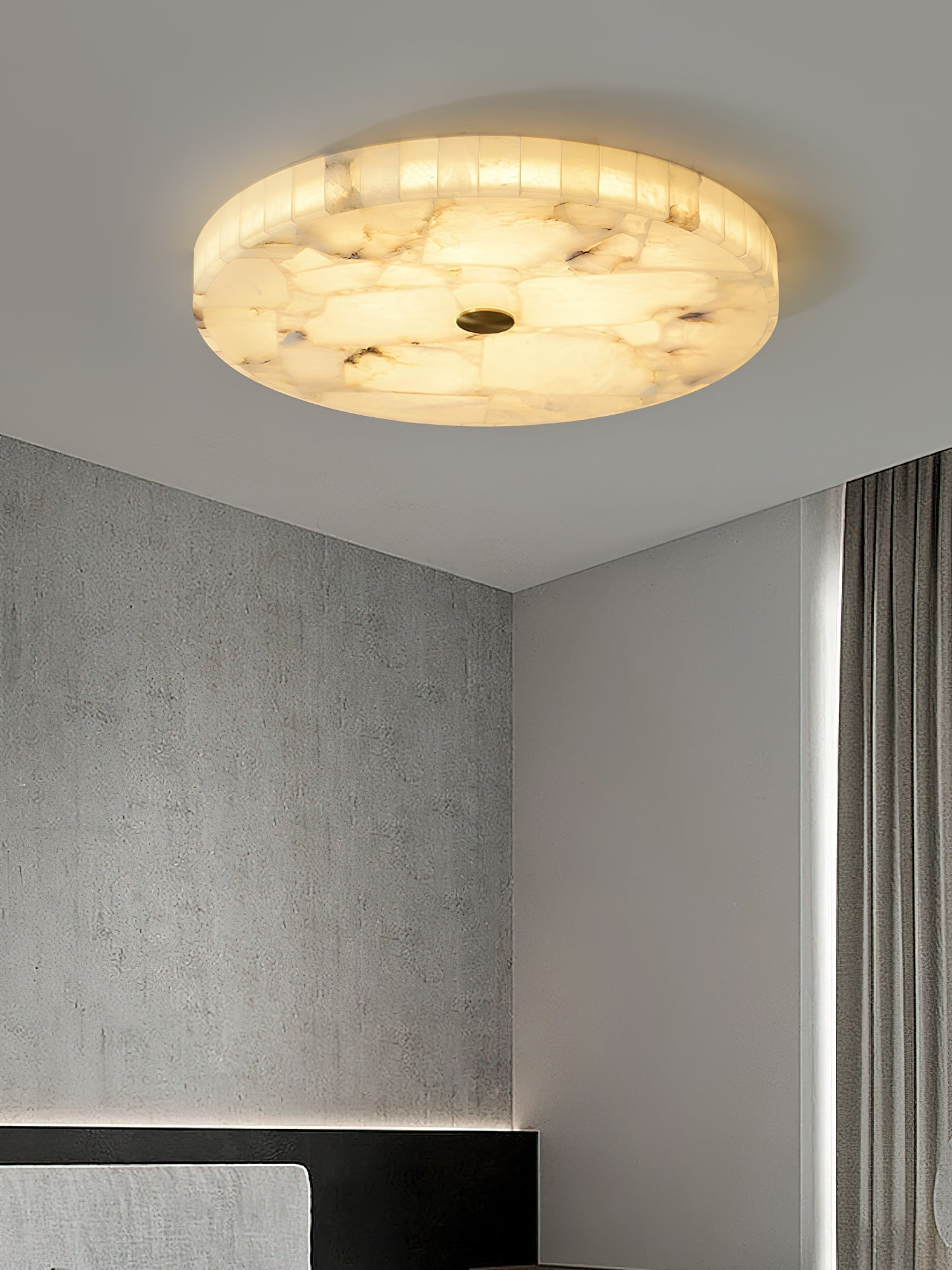 Vosilis Modern Minimalist Round Alabaster Ceiling Lamp - Lamp Copper