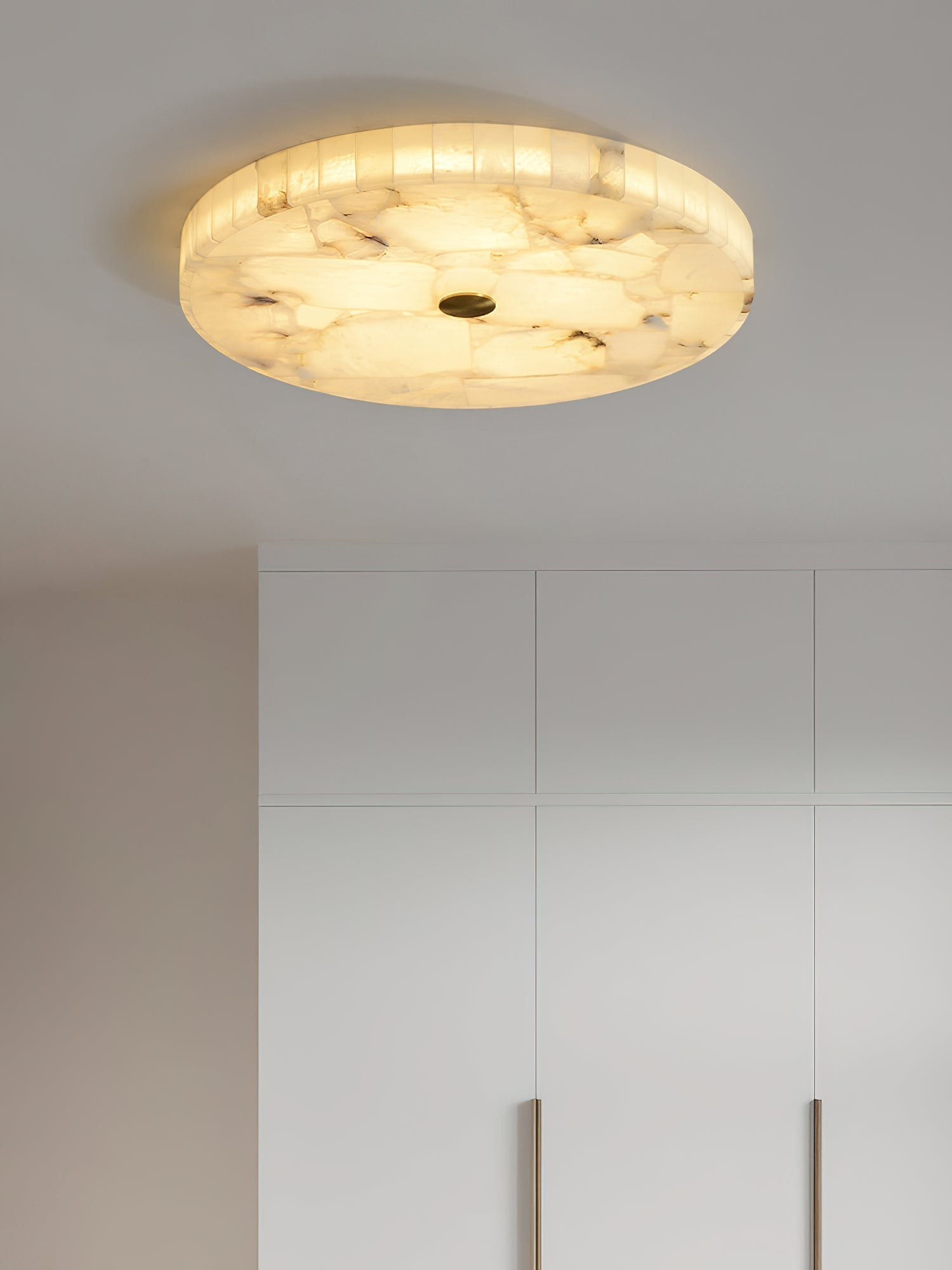 Vosilis Modern Minimalist Round Alabaster Ceiling Lamp - Lamp Copper
