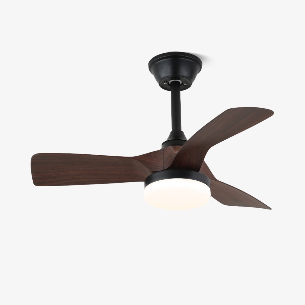 Ventilatore da soffitto minimalista Orlen in legno con pale in noce