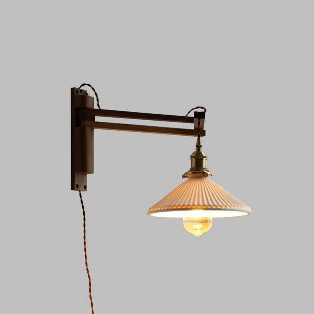 Muto Design LED Applique da Parete Ceramica/Legno/Chiaro Cupola Vintage Soggiorno/Camera da Letto