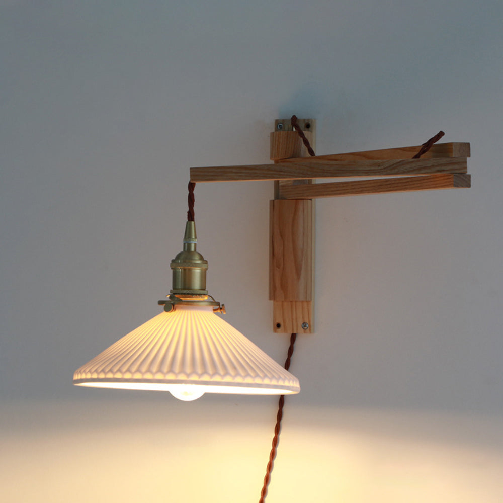 Muto Design LED Applique da Parete Ceramica/Legno/Chiaro Cupola Vintage Soggiorno/Camera da Letto