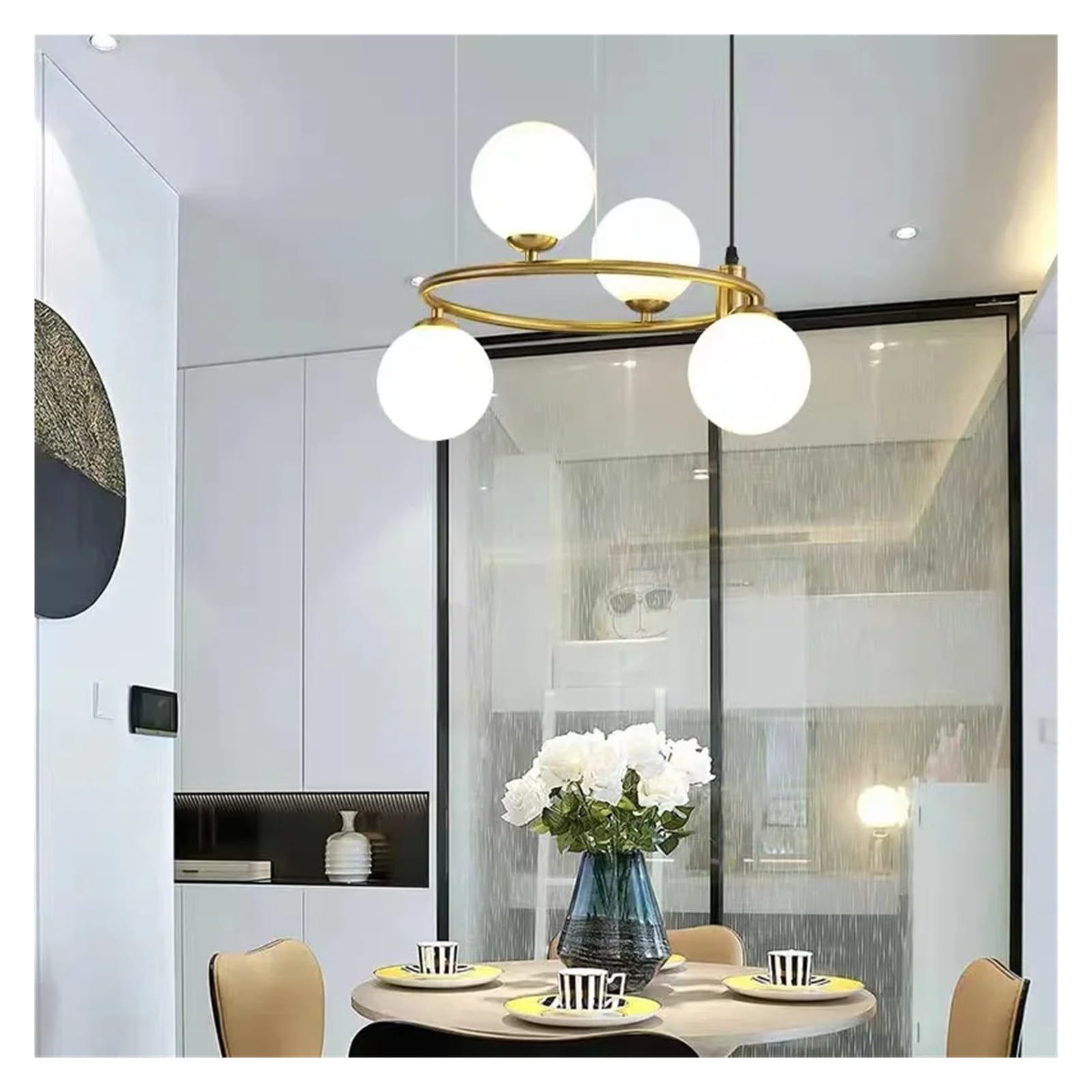 Valentina Nordico Metallo/Vetro Sospensione Nero/Oro Camera da letto/Cucina