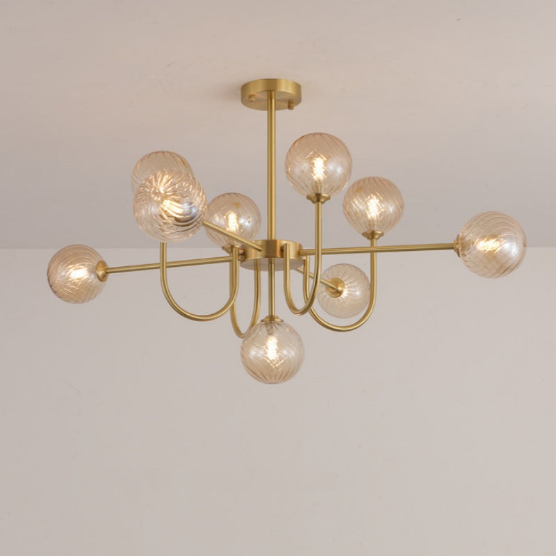 Valentina Moderno Metallo/Vetro Lux Lampadario Oro Soggiorno/Sala da Pranzo