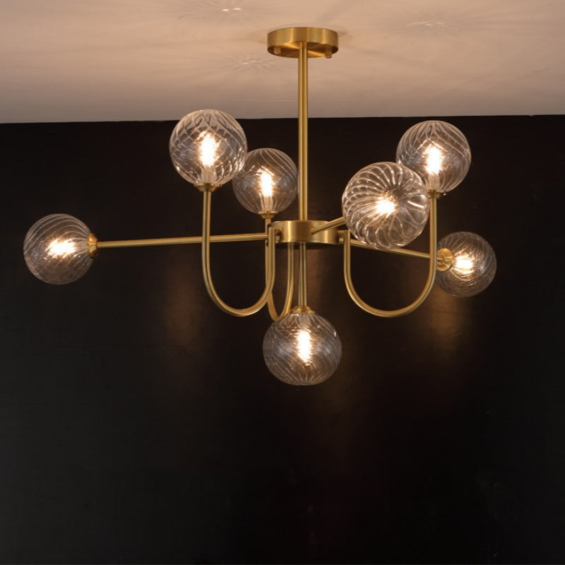 Valentina Moderno Metallo/Vetro Lux Lampadario Oro Soggiorno/Sala da Pranzo