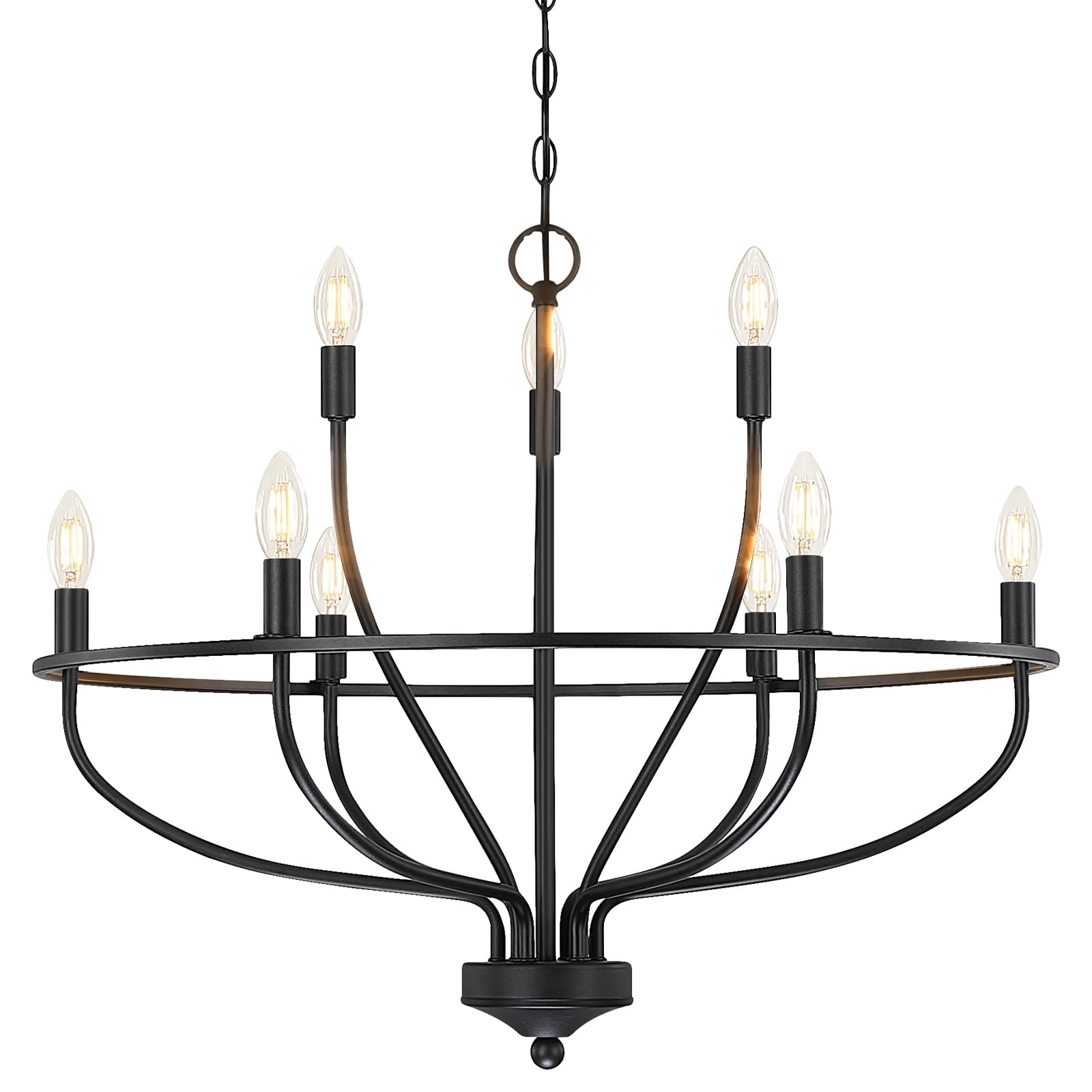 Silva Lampadario a Candele Industriale in Metallo Nero/Champagne per Soggiorno