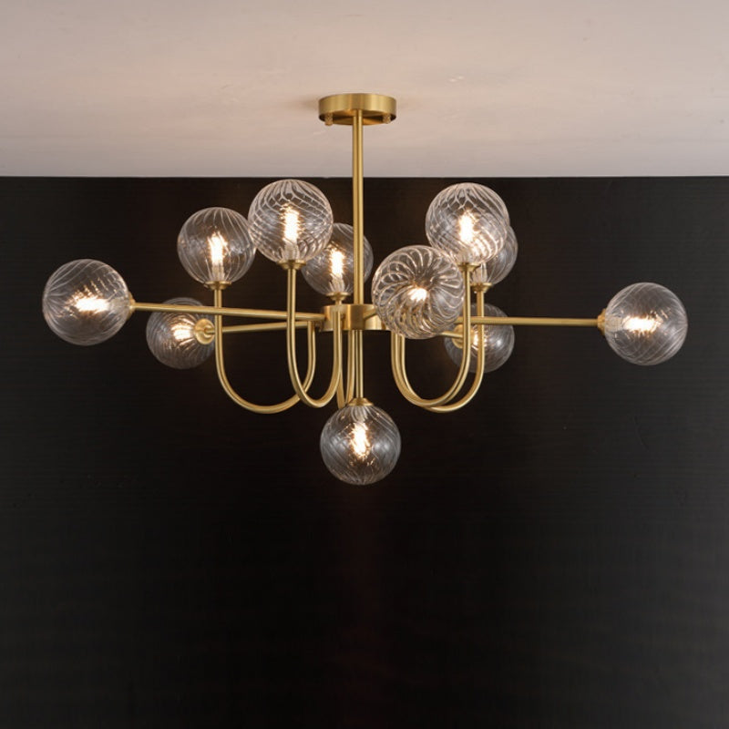Valentina Moderno Metallo/Vetro Lux Lampadario Oro Soggiorno/Sala da Pranzo