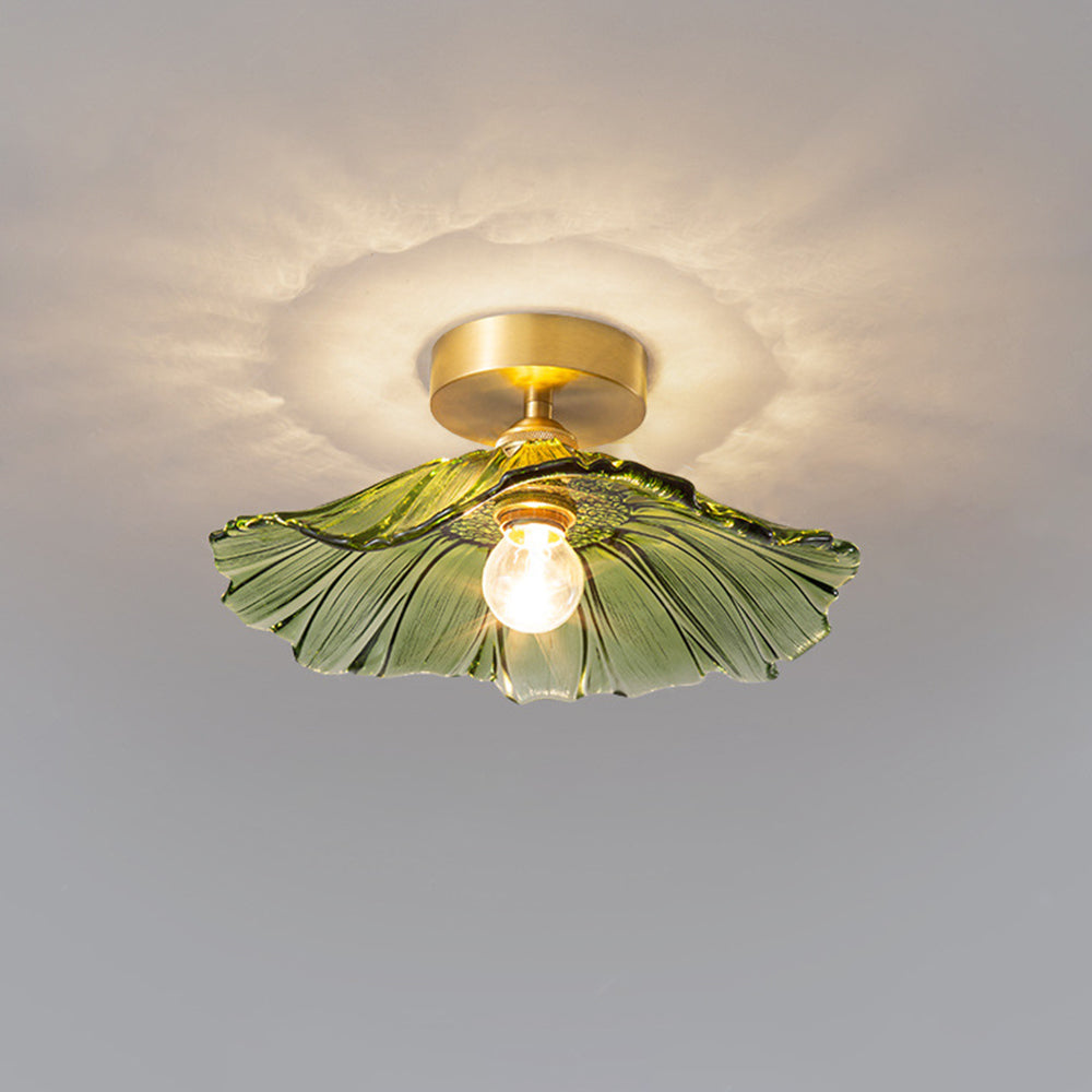 Arisha Design Art Deco Floreale Bellissimo LED Plafoniera Vetro Chiaro/Verde Soggiorno/Camera da Letto