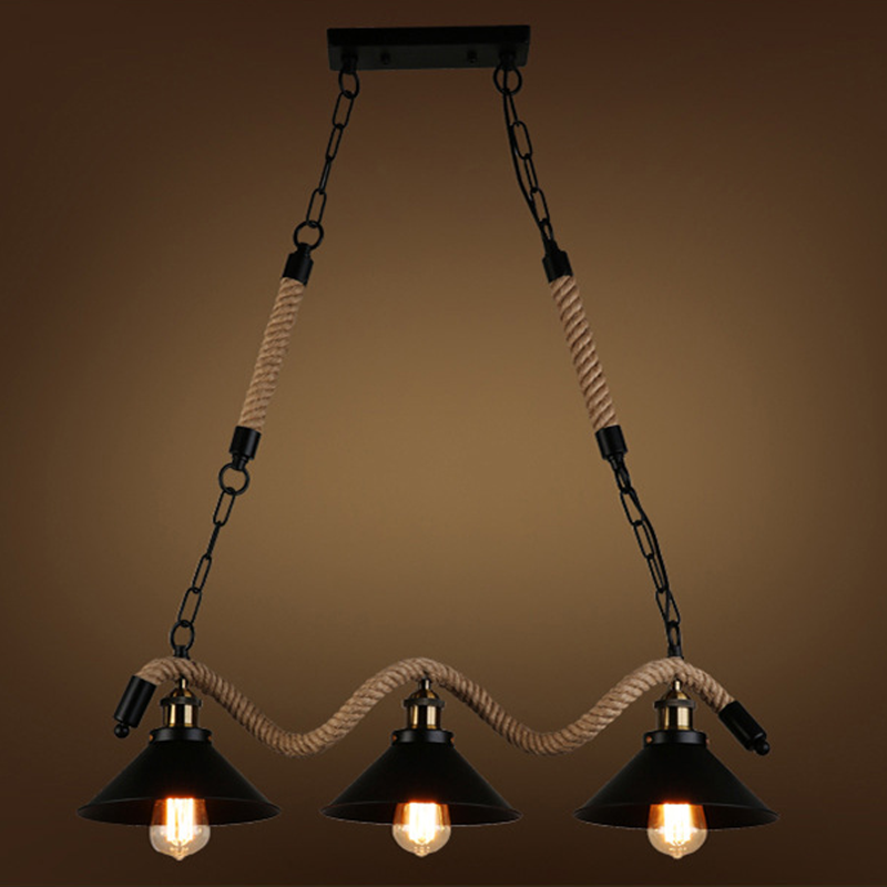 Epoch Vintage Metallo/Corda LED Sospensione Nero Soggiorno/Bar/Ristorante